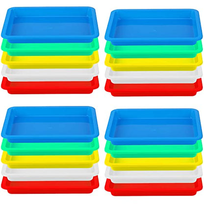 20 Pcs Small Plastic Art Sand Tray, Blue, Green, Yellow, White, Red - color: Blue, Green, Yellow, White, Red