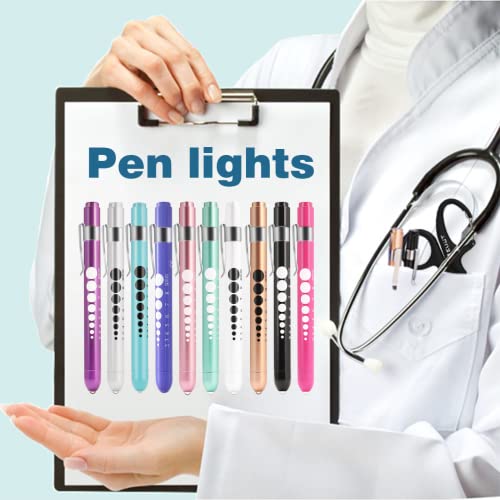 MEUUT Medical Pen Lights for Nurses 3 Pack & 6 AAA Batteries for EMT - color: Black+White+Gold