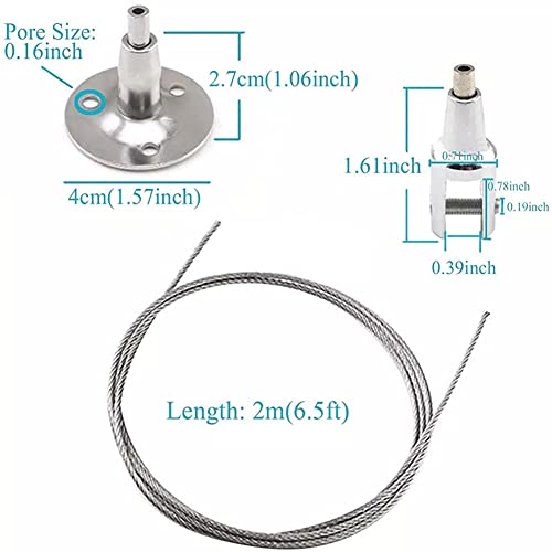 4 Disc for LED Panel Light Billboards DIY Mounting Clamp Ceiling Mount Gallery Large Picture Wire Disc Fittings Hanging System Hanger Stainless Steel Wire is Suitable for Hanging Art Projects