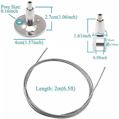 4 Disc for LED Panel Light Billboards DIY Mounting Clamp Ceiling Mount Gallery Large Picture Wire Disc Fittings Hanging System Hanger Stainless Steel Wire is Suitable for Hanging Art Projects