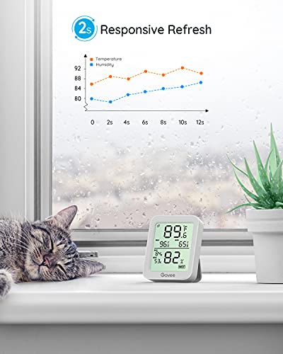 Govee Indoor Hygrometer Thermometer 2Pack H5075 with Bluetooth App Control - color: Grey, size: 2 Pack