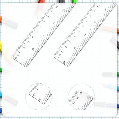 3 Pack 6 Inch Ruler Set Plastic Straight Ruler Transparent Measuring Tool Acrylic Clear Ruler for School Office Student - color: Transparent, size: 3 x 6 Inch