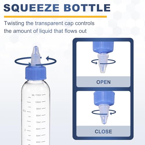 PATIKIL 110ml 4oz,9 Pcs Plastic Squeeze Dispensing Bottles,Transparent,Blue - color: Transparent/Blue, size: 110ml