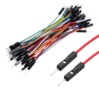 MECCANIXITY Male to Male 1Pin Breadboard Jumper Wire 2.54mm Pitch Ribbon Cable 10cm Long Electronics Breadboard Ribbon Cables for Breadboard Electronic Projects Pack of 40 - size: 10cm