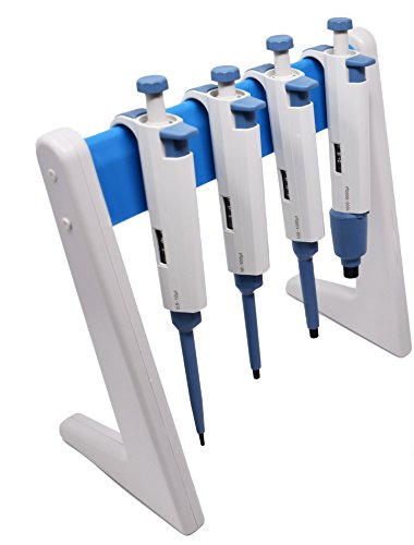 Complete 4 Micropipettes Kit: 4 Pipettors (0.5-10μl 10-100μl 100-1000μl 1000-5000μl); Pipette Stand; 3 Racks of 96 Sterile Pipette Tips