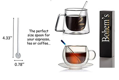 Demitasse Espresso Spoons, Mini Coffee Spoon, 4.33 Inches Glass Small Spoons for Tea, Stirring Rod Mixing Spoon, Set of 6 (clear 2) - color: clear 2