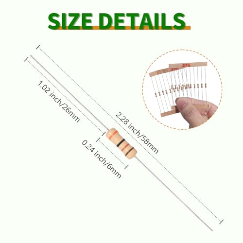 100Values 1000PCS Resistor Kit 1/4W 0 Ohm to 5.6M Ohm 5% Carbon Film Resistors Assortment Set