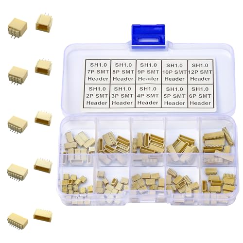 JST SMT Connector Socket, JST SH 1.0 1.0MM 2Pin 3Pin 4Pin 5Pin 6Pin 7Pin 8Pin 9Pin 10Pin 12Pin Micro SMD Header PCB Board Surface Mount Side Type Right Angle Type Header (JTS-SH1.0-SMT-R/A) - size: 1.0MM-SH-Right-Angle-Header