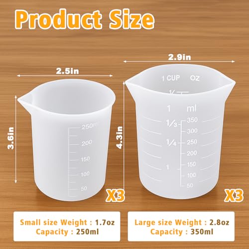 Palksky Silicone Measuring Cups for Melting Chocolate, 6PCS Chocolate Melting Cup with 250 & 350ml Capacity, Reusable Baking Supplies for DIY Chocolate Molds - size: 250ml*3+350ml*3
