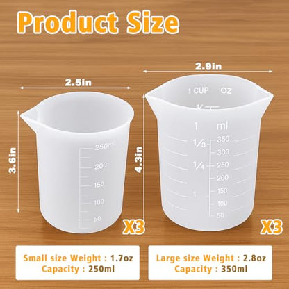 Palksky Silicone Measuring Cups for Melting Chocolate, 6PCS Chocolate Melting Cup with 250 & 350ml Capacity, Reusable Baking Supplies for DIY Chocolate Molds - size: 250ml*3+350ml*3