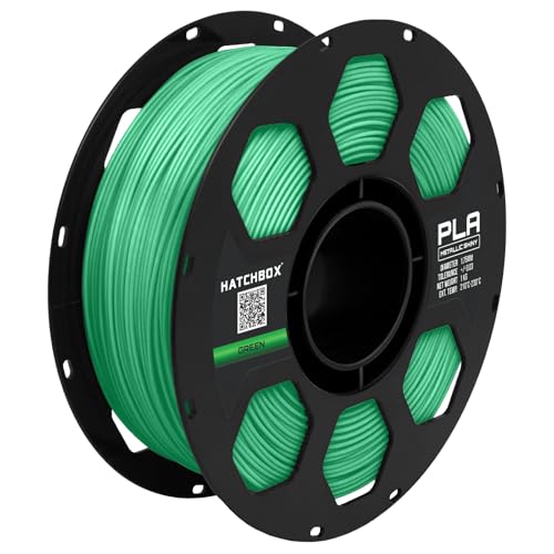 HATCHBOX Metallic Finish PLA 3D Printer Filament, Dimensional Accuracy +/- 0.03 mm, 1 kg Spool, 1.75 mm, Green - color: Green