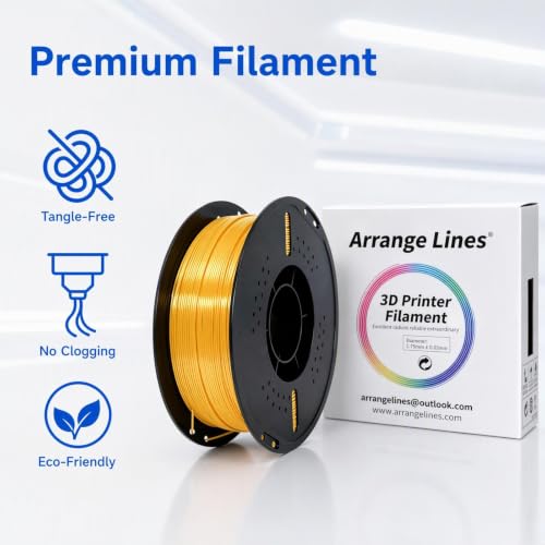 3D Printer Filament, PLA Filament Gloss Gold 1kg, High Strength, Low Odor, Low Warping, Vacuum Sealed for FDM Printers, Perfect for Functional Parts, Outdoor Gear, or Daily Organizers - color: Pla Gloss Gold