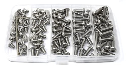 iexcell 100 Pcs M5 x 6/8/10/12/16 Stainless Steel 304 Hex Socket Button Head Cap Screws Bolts Assortment Kit - size: M5 x 6/8/10/12/16mm