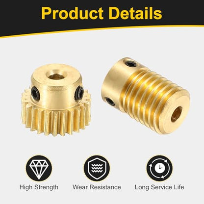 uxcell Worm Gear Set Right Rotation 25T 0.5 Module 1:25 Reduction Rate - size: Gear-3mm, Rod-4mm Bore, style: 0.5M-25T