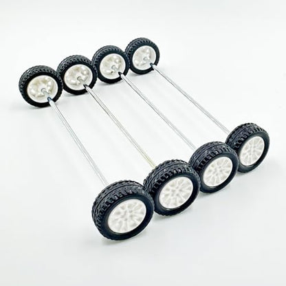 8PCS Toy Car Wheel RC Car Rubber Tire Wheel with Metal Shaft Axles for RC Car Truck Robot DIY Model Car Building Parts (2x20mm) - style: 2x20mm
