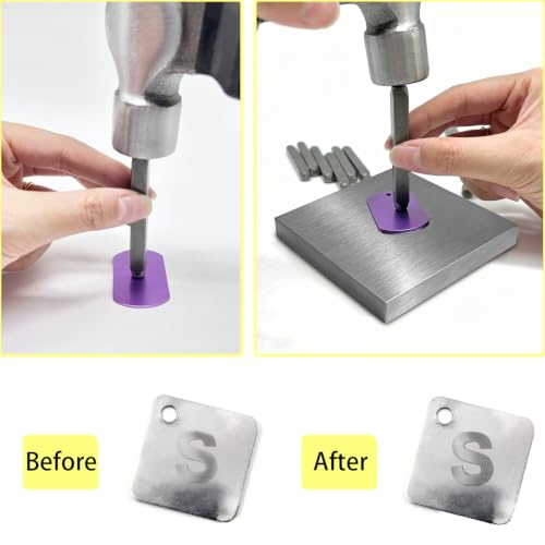 Steel Bench Block and Metal Stamping Hammer Kit, Metal Bench Block, Jewelry Stamping Hammer, Jewelry Metal Stamping Tools for Jewelry Making & Metal Stamping - color: Square