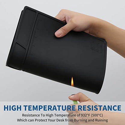 HTM-201 Black Silicone Repair Mat Heat Resistant Electronic Repair Mat for Soldering, Electronics, Computer Repair Etc - size: HTM-201