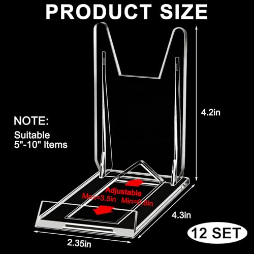 12 Pack Acrylic Book Stand for Display Adjustable, 4.2in H - size: 4.2 x 4.3 x 2.35 Inch