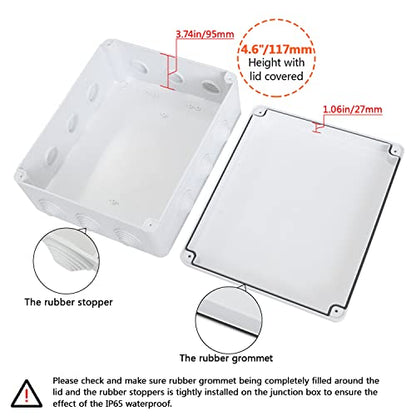 LeMotech ABS Plastic Dustproof Waterproof IP65 Junction Box Universal Electrical Project Enclosure White 11.8 x 9.8 x 4.7 inch (300 x 250 x 120 mm) - size: 11.8" x 9.8" x 4.7" (1pc)