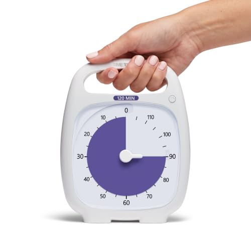 TIME TIMER PLUS 120 Minute Desk Visual Timer Countdown Timer with Portable Handle for Classroom, Office, Homeschooling, Study Tool, with Silent Operation (White) - style: 120 Minutes