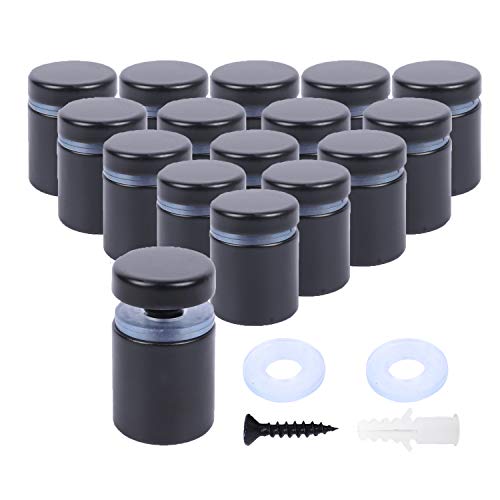 1 x 1 Inch Sign Standoffs Screw Mount Wall Standoff Black, 16 Pack - size: 1"x1"