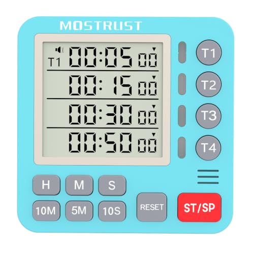 Digital Dual Kitchen Timer, Multiple Channels Countdown Timer - color: Blue