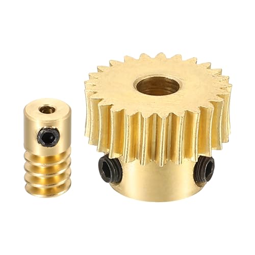 uxcell Worm Gear Set Right Rotation 25T 0.5 Module 1:25 Reduction Rate - size: Gear-4mm, Rod-2mm Bore, style: 0.5M-25T