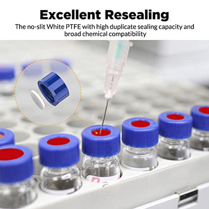 Membrane Solutions 2mL Autosampler Vials, 9-425 GC/HPLC Vials, 100 Pcs - size: Clear Vial & White PTFE septa