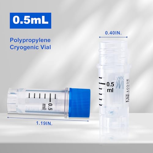 0.5ml Cryovials, Side-Coded, External Thread, Red, 500Pcs - color: Red, size: 0.5ml
