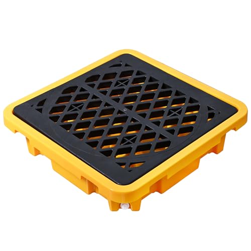 Spill Containment Pallet 26.4"x26.4"x6" - Anti-Slip Leakproof Detachable Plastic Tray with Drain - for Industrial/Outdoor Uses (1 Pcs) - size: 28.35x28.35x6.1in
