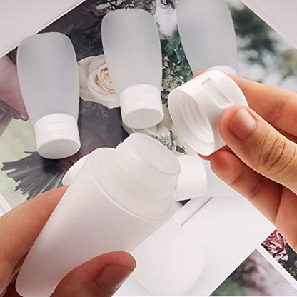 15 Pack 30ml/1oz Plastic Squeeze Bottles Travel Tubes Cosmetic Soft Leak-Proof Makeup Toiletry Containers with Flip Cap Refillable for Facial Cleanser Body Bath Shower Gel Lotion Cream Shampoo