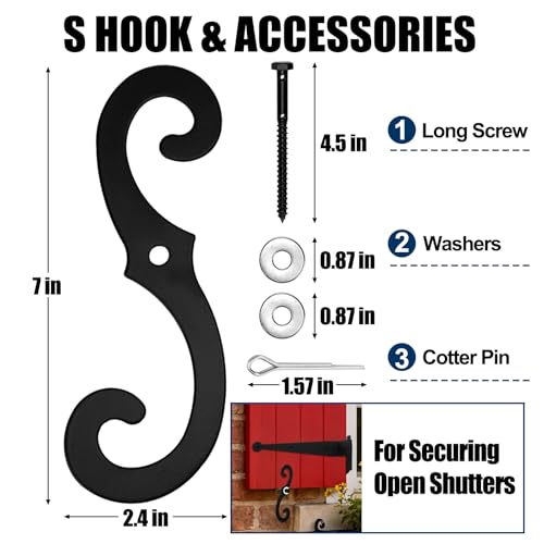 6 Pcs Steel Blind Shutter Hinges Black Pintle Strap Hinge Set