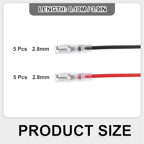 MECCANIXITY 10pcs Double Head Female Spade Crimp Terminal 2.8mm 10cm Wires - size: 2.8mm, 10cm L