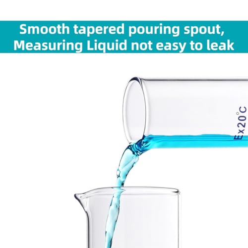 2Pcs 100ml Graduated Cylinder, Thick Glass Measuring Cylinder, with Anti-Falling Plastic Base and Bumper Guards, for Science Laboratory Measuring Liquid, Bring 2 Brushes and droppers - size: 100ml