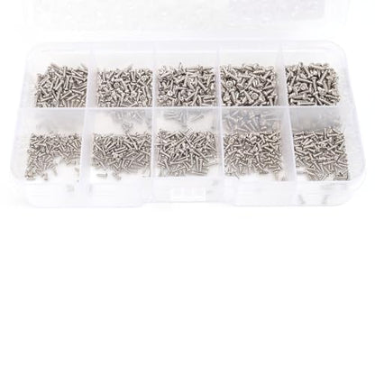 1200PCS/ Box M1-M1.7 Miniature Self-Tapping Screws Set Crosshead Carbon Steel Screw Kit DIY Home Furniture Fasteners Sets - color: Silver 1200pcs