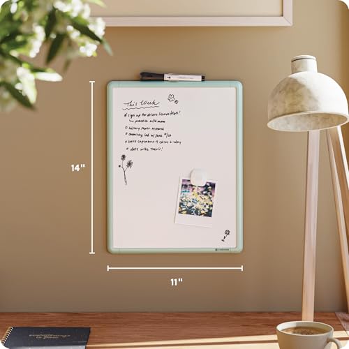 U Brands Dry Erase Whiteboard, 11" x 14", Small Whiteboard, Green Frame - color: Sage Green
