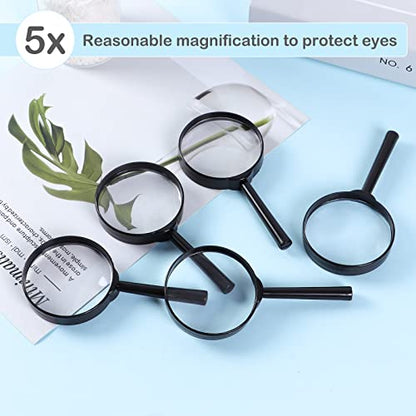 32Pcs Magnifying Glass for Kids Hand Lens Small Magnifying Glasses Black