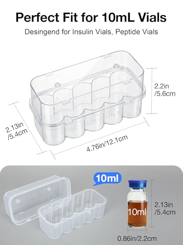 SUNMON 10 Slot Peptide Case for Fridge, 10ml Vial Storage Case for Refrigerator, 10ml Insulin Vial Holder for Diabetic Care (1 Pcs) - size: 10ml-10 Slot