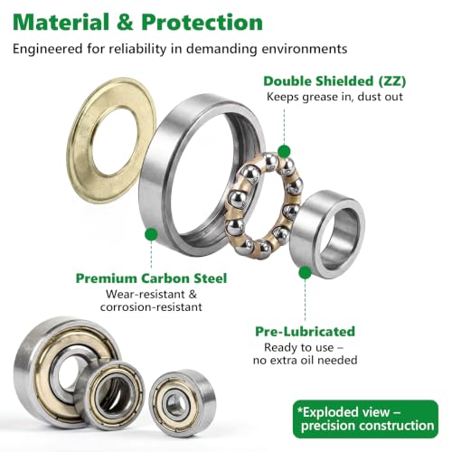 71 Pcs Carbon Steel Ball Bearings Kit, Double Shielded 693ZZ-627ZZ - size: 71Pcs