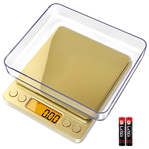 Fuzion Digital Scale .01 Gram Accuracy, 500g Small Kitchen Food Scales - color: Gold