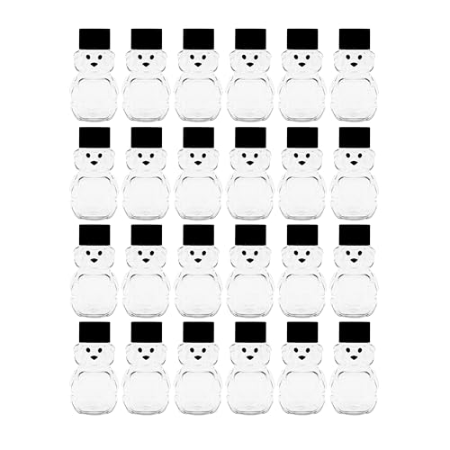 – 24 Pack 2 oz BPA-Free Plastic Honey Bear Bottles with Sealable Black Screw Top Lids, Clear Mini Squeeze Bottles for Honey, Samples & Party Favors (24pk, 2oz, BLK) - color: 24pk - 2oz Bear, Black