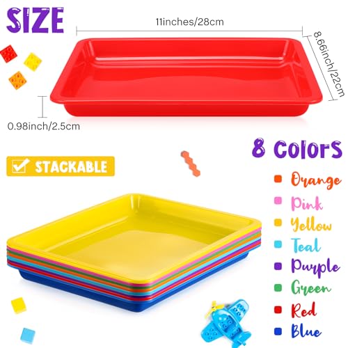 Maitys 24 Pcs Plastic Art Tray 11x8.7x1 Inch Activity Craft Tray,Colorful - color: Colorful