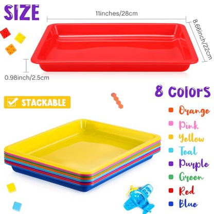 Maitys 24 Pcs Plastic Art Tray 11x8.7x1 Inch Activity Craft Tray,Colorful - color: Colorful