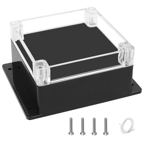Project Box IP65 Waterproof ABS Plastic Electrical Junction Box with Clear Cover Enclosure with Fixed Ear, Black 6.1"x 6.1"x 3.4"(160x160x90mm)(Pack of 1) - color: 1 pack, size: 6.1"x 6.1"x 3.4"