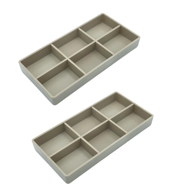 AmeiCan Goods 2/Pcs Dental Autoclavable Cabiet Tay #20 Plastic 6 Compartment Organizer Tray to Organize disc, Wheels, Stones and ect. 8"L x 4"W x 1"H (Beige) - color: Beige