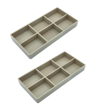 AmeiCan Goods 2/Pcs Dental Autoclavable Cabiet Tay #20 Plastic 6 Compartment Organizer Tray to Organize disc, Wheels, Stones and ect. 8"L x 4"W x 1"H (Beige) - color: Beige