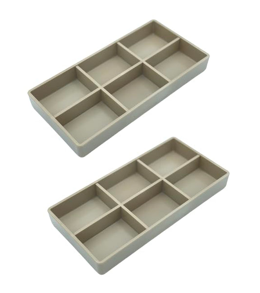 AmeiCan Goods 2/Pcs Dental Autoclavable Cabiet Tay #20 Plastic 6 Compartment Organizer Tray to Organize disc, Wheels, Stones and ect. 8"L x 4"W x 1"H (Beige) - color: Beige