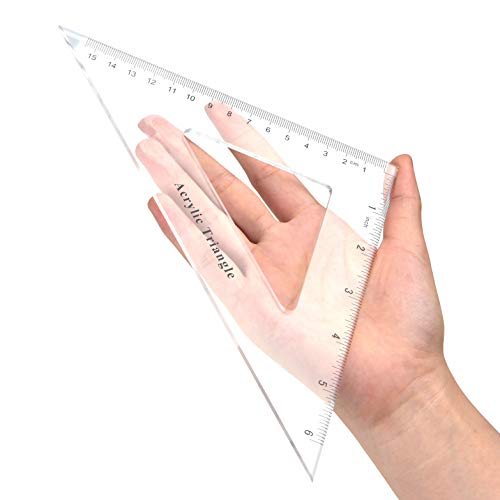 Coopay Large Triangle Ruler Set, Clear Acrylic, 30/60 and 45/90 Degrees - size: Triangle Hollow
