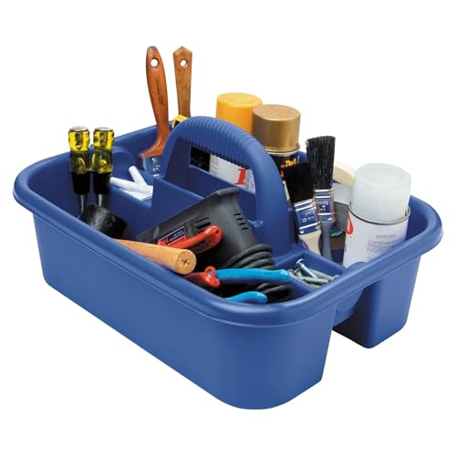 Akro-Mils 09185 Plastic Tote Tool & Supply Cleaning Caddy with Handle, (18-3/8-Inch x 13-7/8-Inch x 9-Inch), Blue (09185BLUE) - color: Blue