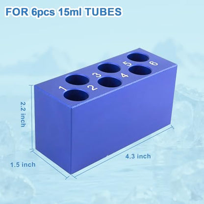 Aluminum Cooling Block - PCR Tubes Cooler, 6 Wells 15ml Centrifuge Tubes, Pack of One - size: 15mL 6 well